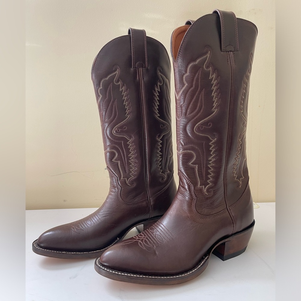 NWT Alberta Boots Brown Cowhide Leather Western Cowboy Boots Men Size 9 US - Picture 1 of 8